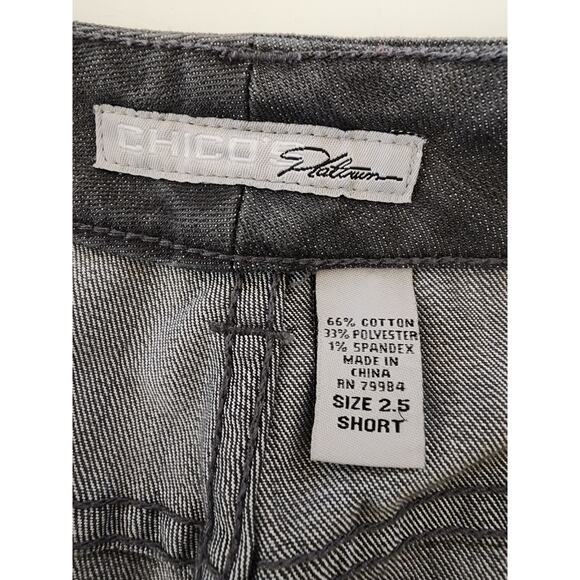 CHICO'S PLATINUM Gray Straight Leg Stretch Utility Denim Jeans SZ 2.5 (US L/14) - Picture 6 of 8